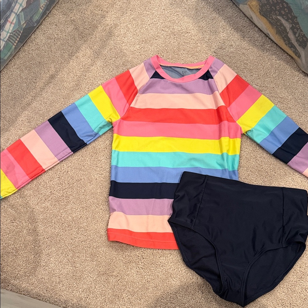 GAP Multicolor Striped Kids Swim Rashguard